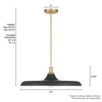 Hunter 48148 Matte Black Moriso 1 Light Large Pendant Black Image 4