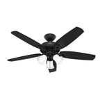 Hunter 52387 Matte Black 52 Inch Builder Matte Black Ceiling Fan With Led Light Kit And Pull Chain Image 1