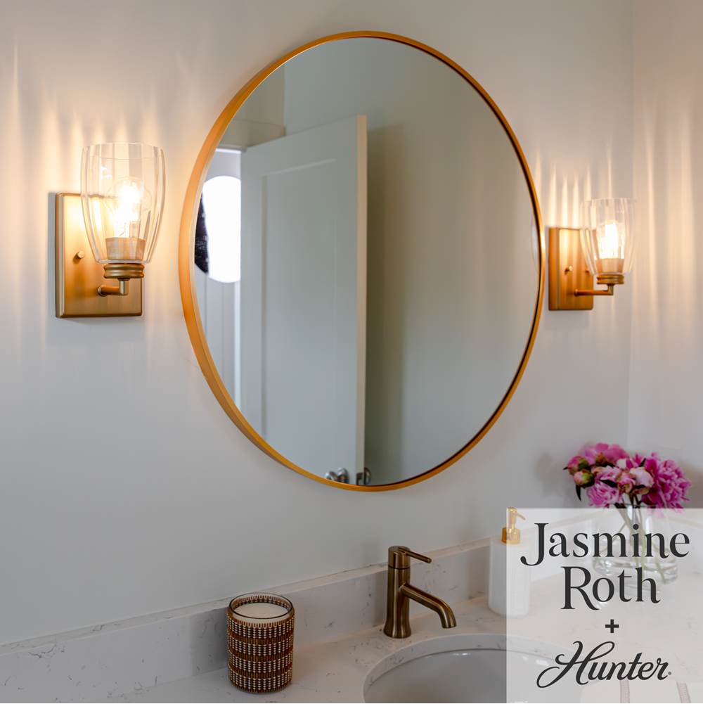 Hunter 13196 Luxe Gold Hunter Rossmoor Luxe Gold With Clear Glass 1 Light Sconce Wall Light Fixture Image 4
