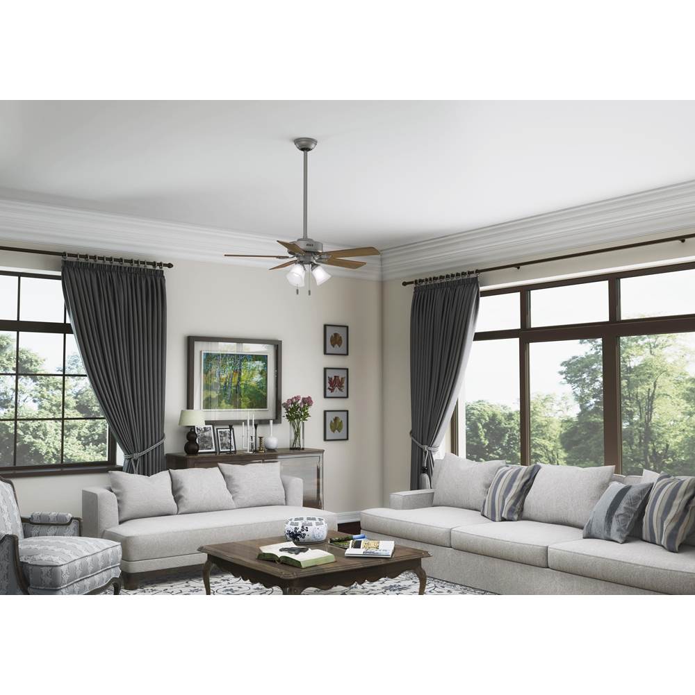 Hunter 52779 Matte Silver Hunter 44 Inch Swanson Matte Silver Ceiling Fan With Led Light Kit And Pull Chain Image 3