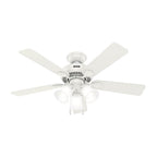 Hunter 52777 Fresh White Hunter 44 Inch Swanson Fresh White Ceiling Fan With Led Light Kit And Pull Chain Image 1