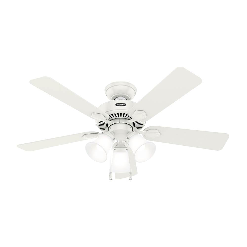 Hunter 52777 Fresh White Hunter 44 Inch Swanson Fresh White Ceiling Fan With Led Light Kit And Pull Chain Image 1
