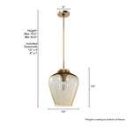 Hunter 45236 Alturas Gold Vidria Alturas Gold With Amber Iridescent Glass 1 Light Pendant Ceiling Light Fixture Image 3