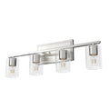 Hunter 48032 Brushed Nickel Kerrison Brushed Nickel With Seeded Glass 4 Light Vanity Wall Light Fixture Image 1