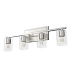 Hunter 48032 Brushed Nickel Kerrison Brushed Nickel With Seeded Glass 4 Light Vanity Wall Light Fixture Image 1