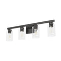 Hunter 13082 Noble Bronze Hartland Noble Bronze With Seeded Glass 4 Light Vanity Wall Light Fixture Image 1