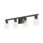 Hunter 13082 Noble Bronze Hartland Noble Bronze With Seeded Glass 4 Light Vanity Wall Light Fixture Image 1
