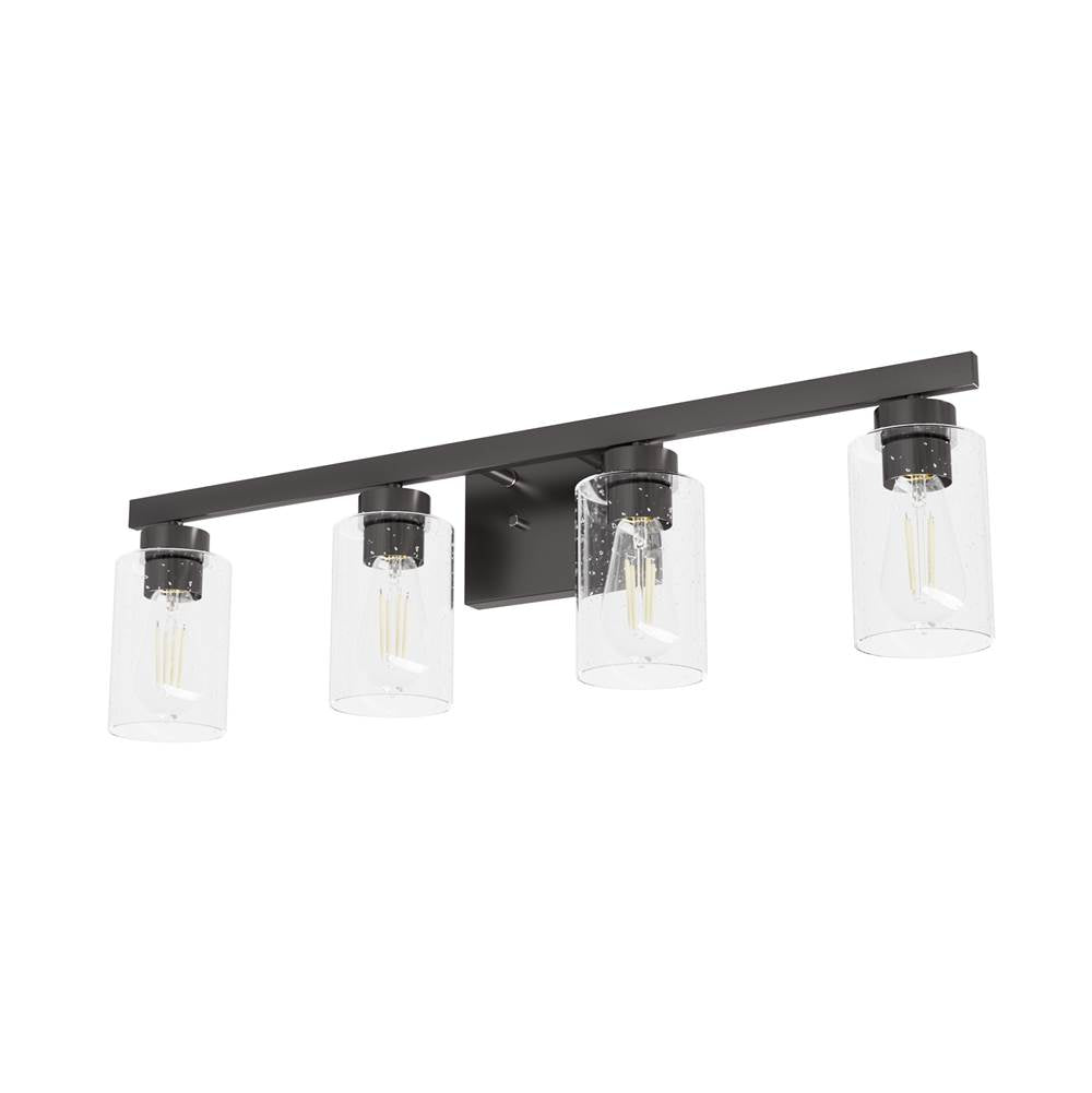 Hunter 13082 Noble Bronze Hartland Noble Bronze With Seeded Glass 4 Light Vanity Wall Light Fixture Image 1