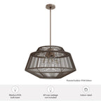 Hunter 13219 Sable Rattan Hunter Brookhollow Sable Rattan And Sable 4 Light Pendant Ceiling Light Fixture Image 3