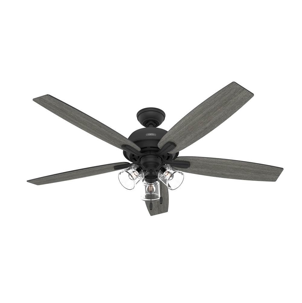 Hunter 51614 Matte Black 60 Inch Dondra Matte Black Ceiling Fan With Led Light Kit And Pull Chain Image 1