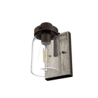 Hunter 48017 Onyx Bengal,Barnwood Devon Park Onyx Bengal And Barnwood With Clear Glass 1 Light Sconce Wall Light Fixture Image 7