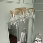 Hunter 48039 Alturas Gold Van Nuys Alturas Gold With Clear Glass 4 Light Vanity Wall Light Fixture Image 4