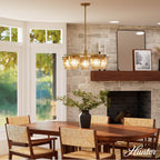 Hunter 13138 Luxe Gold Ontario Luxe Gold With Amber Glass 5 Light Chandelier Ceiling Light Fixture Image 5