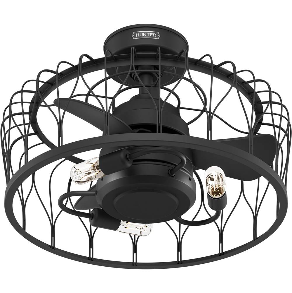 Hunter 52969 Matte Black 20 Inch Rotonda Matte Black Ceiling Fan With Led Light Kit And Handheld Remote Image 1