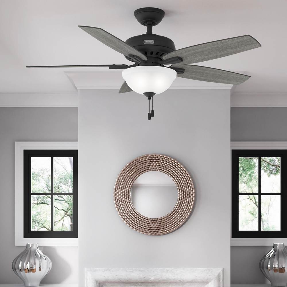 Hunter 52395 Matte Black 52 Inch Newsome Matte Black Ceiling Fan With Led Light Kit And Pull Chain Image 3