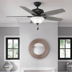 Hunter 52395 Matte Black 52 Inch Newsome Matte Black Ceiling Fan With Led Light Kit And Pull Chain Image 3
