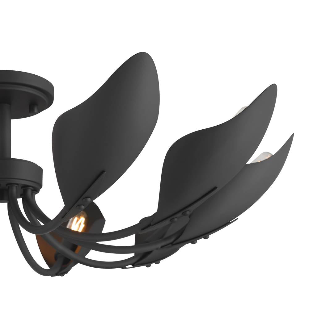 Hunter 48220 Matte Black Hunter Juneway Matte Black 10 Light Large Flush Mount Ceiling Light Fixture Image 3