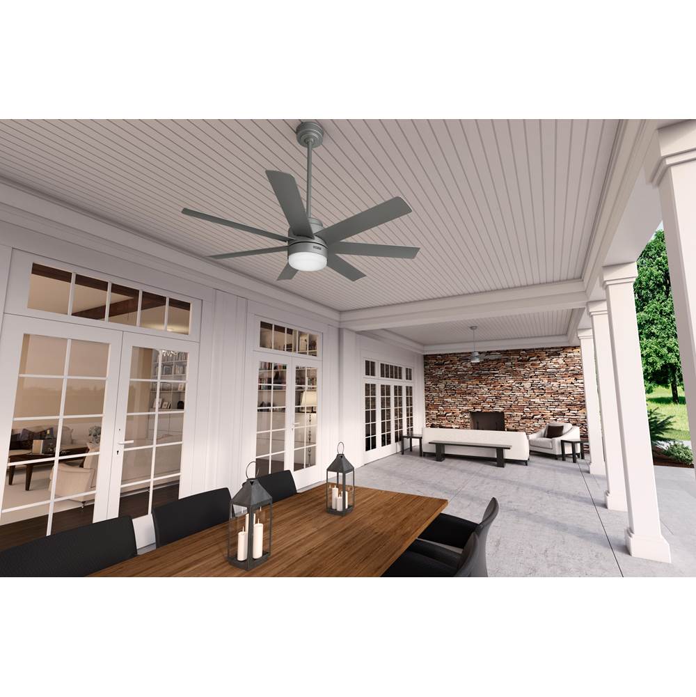 Hunter 52376 Matte Silver 52 Inch Brazos Matte Silver Damp Rated Ceiling Fan With Led Light Kit And Handheld Remote Image 2