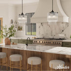 Hunter 13149 Matte Black Ontario Matte Black With Clear Glass 3 Light Pendant Ceiling Light Fixture Image 3