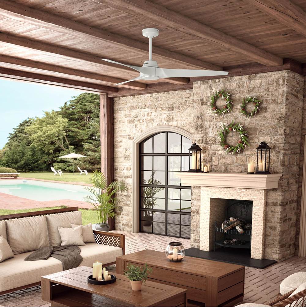 Hunter 52998 Fresh White 60 Inch Mosley Energy Star Fresh White Damp Rated Ceiling Fan And Wall Control Image 4