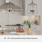 Hunter 13095 Flat Matte Black Hunter Fair Oaks Flat Matte Black 4 Light Pendant Ceiling Light Fixture Image 2
