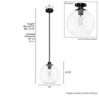 Hunter 19513 Matte Black Xidane Matte Black With Clear Glass 1 Light Pendant Ceiling Light Fixture Image 3