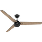 Hunter 52979 Matte Black 60 Inch Cassius Energy Star Matte Black Damp Rated Ceiling Fan And Wall Control Image 1