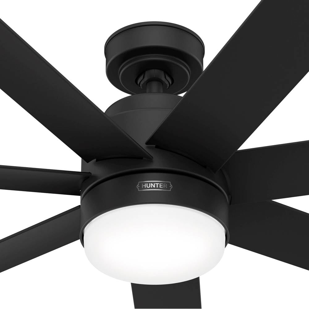 Hunter 51535 Matte Black 52 Inch Brazos Matte Black Damp Rated Ceiling Fan With Led Light Kit And Handheld Remote Image 4