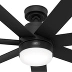 Hunter 51535 Matte Black 52 Inch Brazos Matte Black Damp Rated Ceiling Fan With Led Light Kit And Handheld Remote Image 4