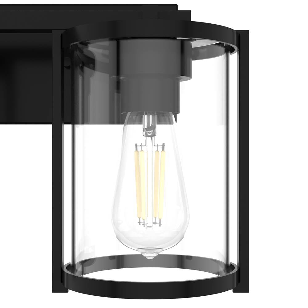 Hunter Astwood Matte Black With Clear Glass 2 Light Vanity Wall Light Fixture