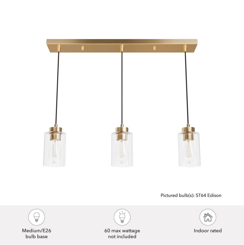 Hunter 13069 Alturas Gold Hartland Alturas Gold With Seeded Glass 3 Light Cluster Ceiling Light Fixture Image 3