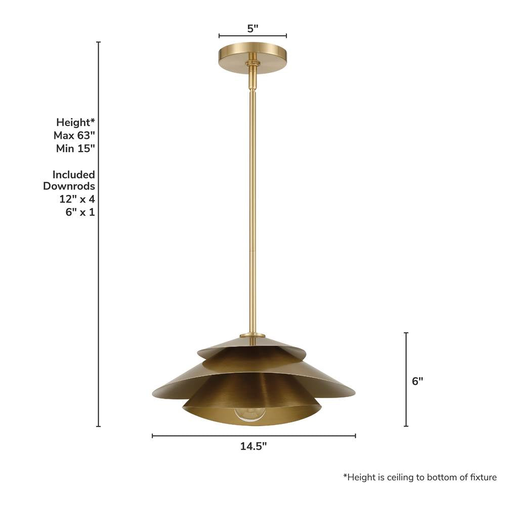 Hunter 48156 Alturas Gold Hiro 1 Light Large Pendant Gold Image 4