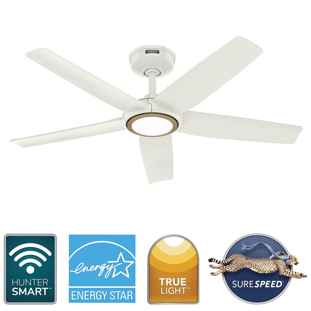 Hunter  Zentech 5 Blade Indoor/outdoor Smart Fan 44in - Fresh White
