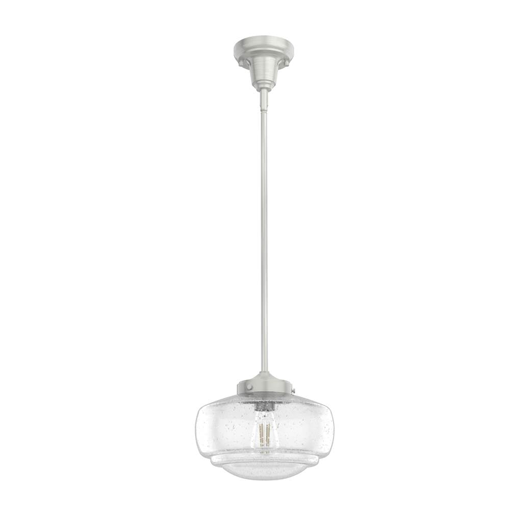 Hunter Saddle Creek 10'' Brushed Nickel Clear Seeded Glass
