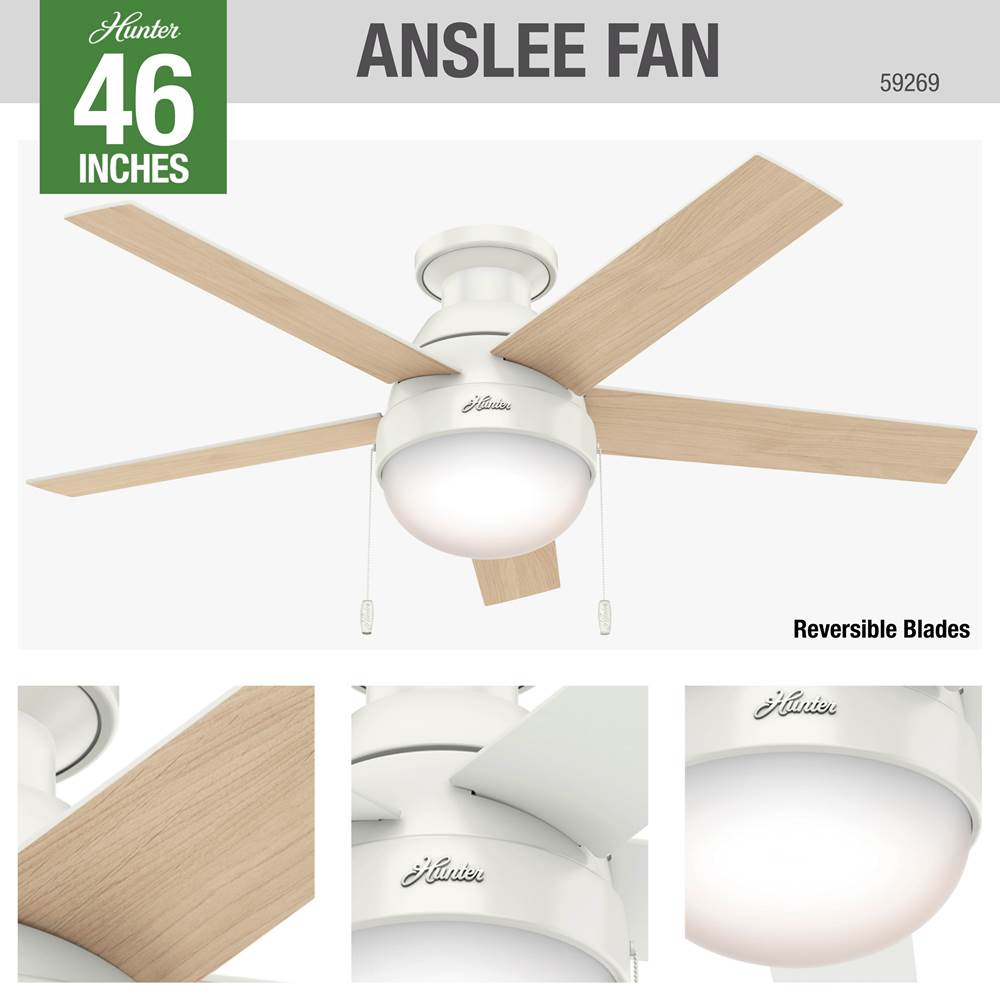 Hunter 59269 Fresh White 46'' Anslee Lp-fresh White Image 1