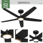 Hunter 53638 Matte Black Zentech 5 Blade Indoor/outdoor Smart Fan 52in - Matte Black Image 4