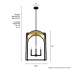 Hunter 19733 Natural Iron Hunter Dukestown Natural Iron And Gold Leaf 4 Light Pendant Ceiling Light Fixture Image 3