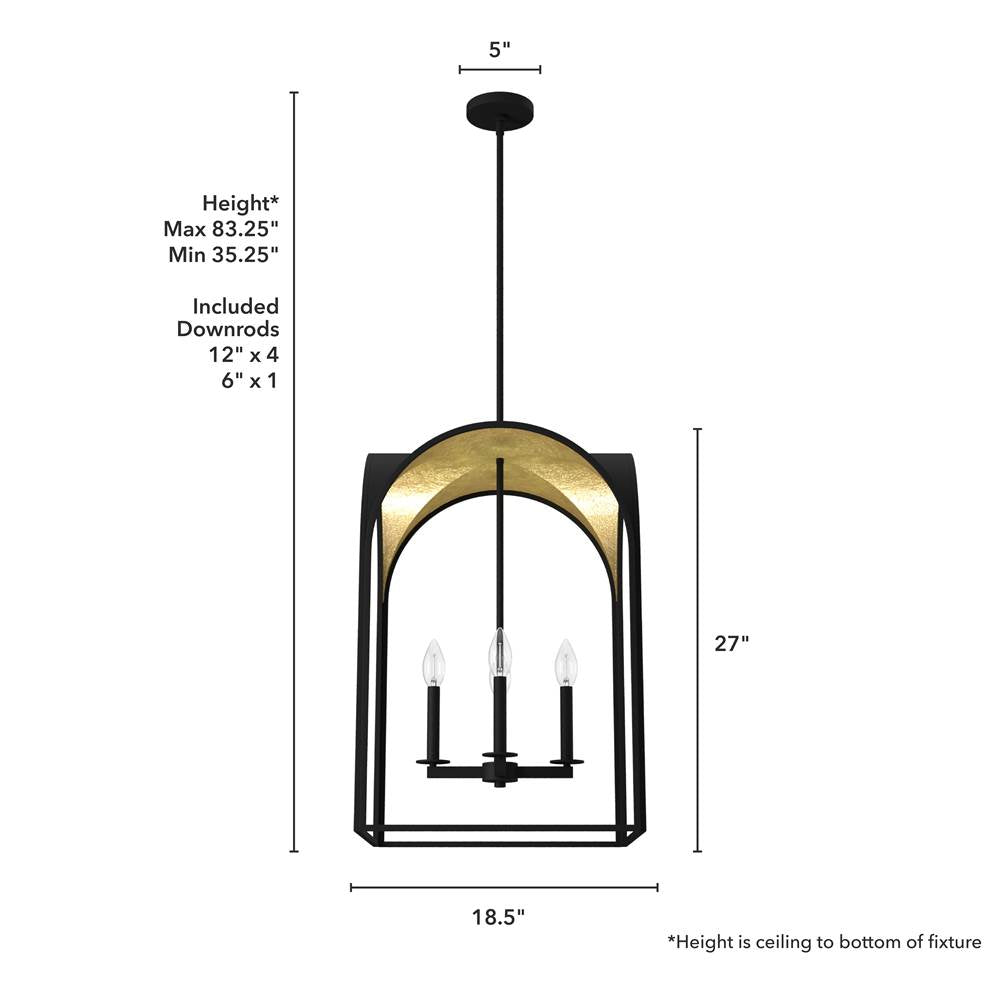 Hunter 19733 Natural Iron Hunter Dukestown Natural Iron And Gold Leaf 4 Light Pendant Ceiling Light Fixture Image 3