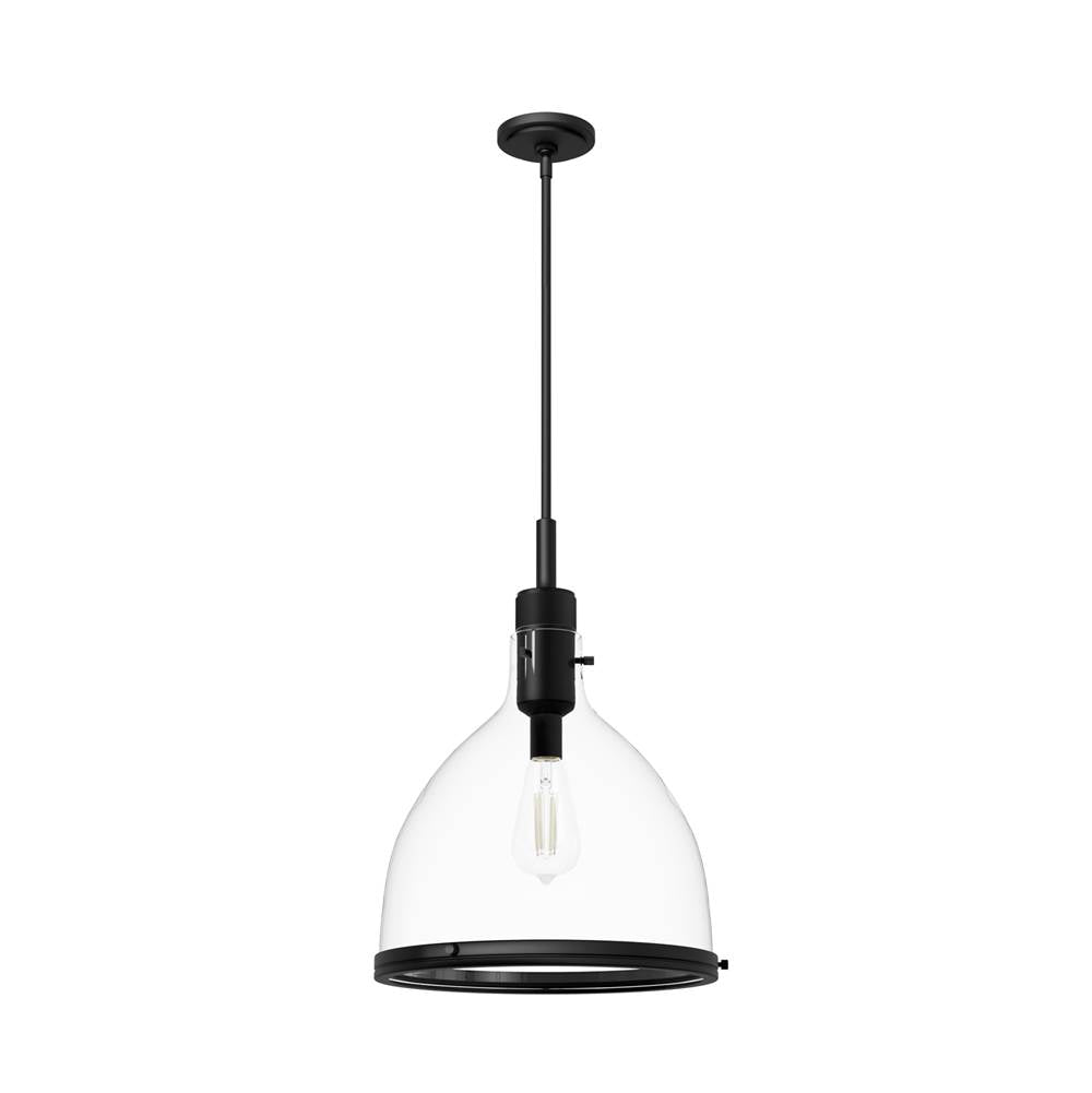 Hunter 48051 Matte Black Van Nuys Matte Black With Clear Glass 1 Light Pendant Ceiling Light Fixture Image 1