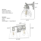 Hunter 48033 Brushed Nickel Van Nuys Brushed Nickel With Clear Glass 2 Light Vanity Wall Light Fixture Image 3