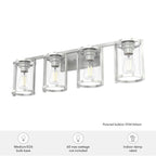 Hunter 48010 Brushed Nickel Astwood Brushed Nickel With Clear Glass 4 Light Vanity Wall Light Fixture Image 2