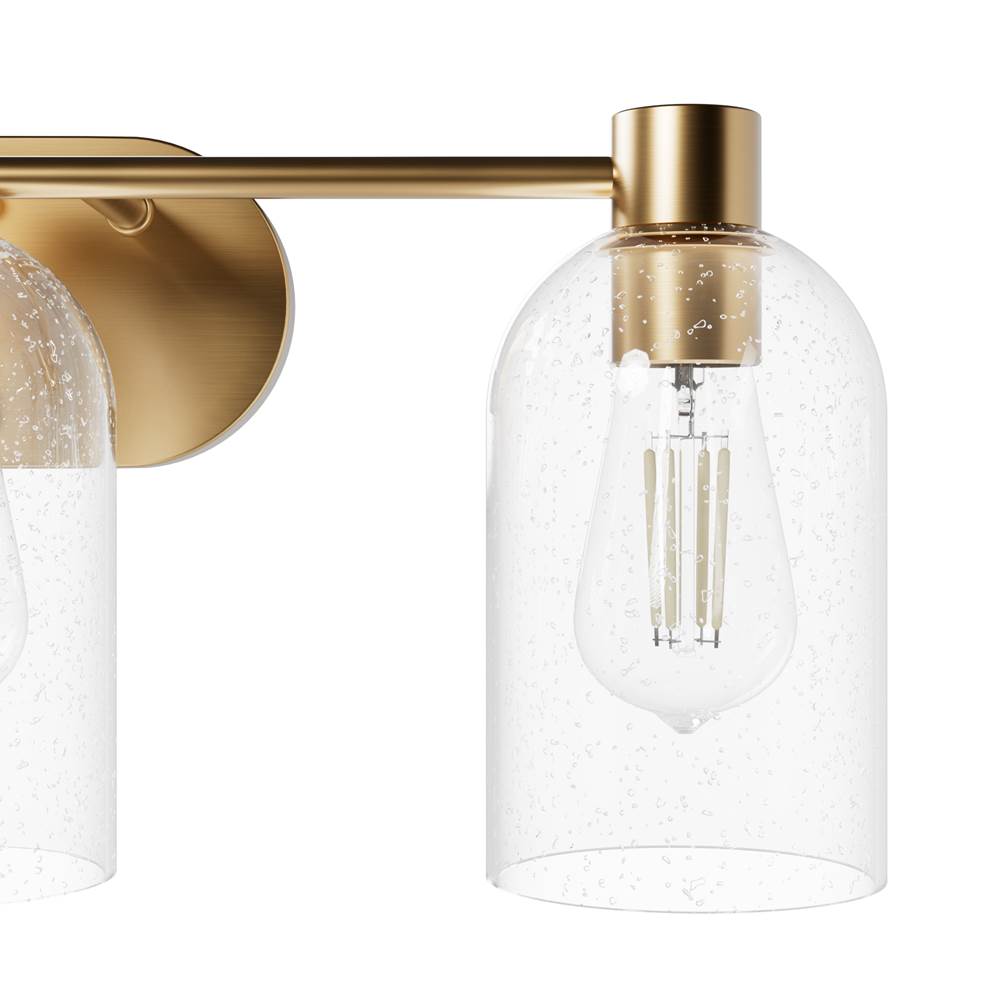 Hunter Lochemeade Alturas Gold With Clear Seeded Glass 3 Light Bathroom Vanity Wall Light Fixture