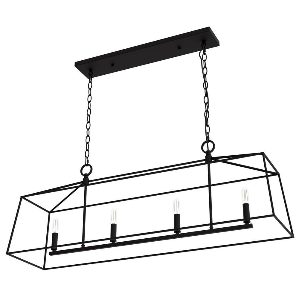 Hunter 13099 Flat Matte Black Hunter Fair Oaks Flat Matte Black 4 Light Chandelier Ceiling Light Fixture Image 6