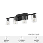 Hunter 48031 Natural Iron Kerrison Natural Iron With Seeded Glass 4 Light Vanity Wall Light Fixture Image 2