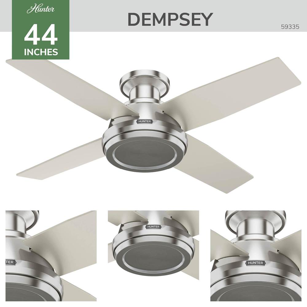 Hunter 59335 Brushed Nickel 44 Inch Dempsey Lp Brushed Nickel Image 7
