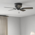 Hunter 52392 Matte Black 42 Inch Low Profile Matte Black Low Profile Ceiling Fan And Pull Chain Image 3
