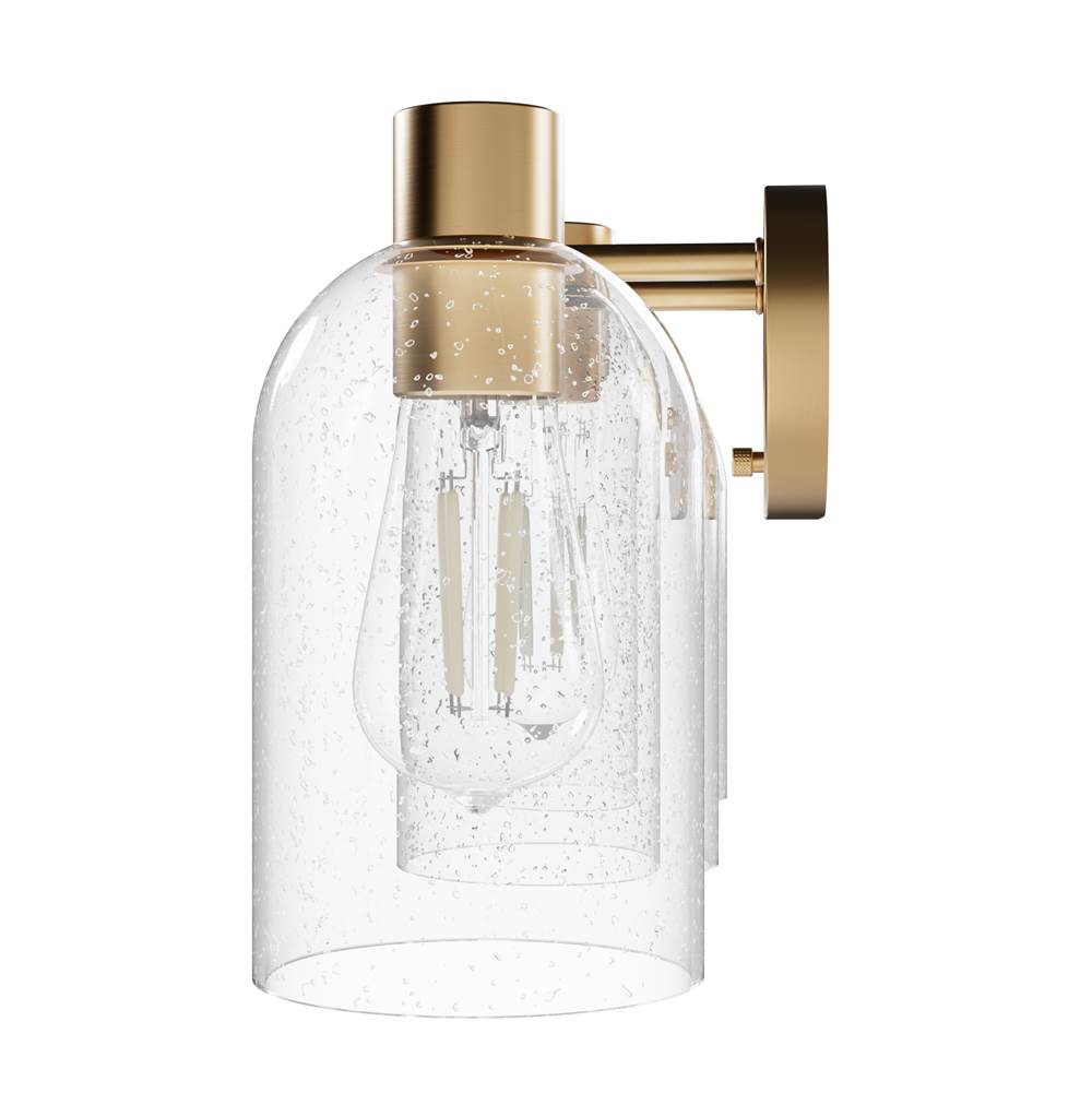 Hunter 45229 Alturas Gold Lochemeade Alturas Gold With Clear Seeded Glass 3 Light Bathroom Vanity Wall Light Fixture Image 5