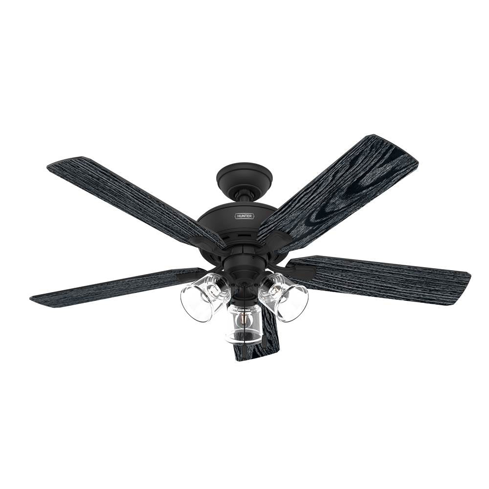 Hunter 51595 Matte Black 52 Inch Rosner Matte Black Ceiling Fan With Led Light Kit And Pull Chain Image 5