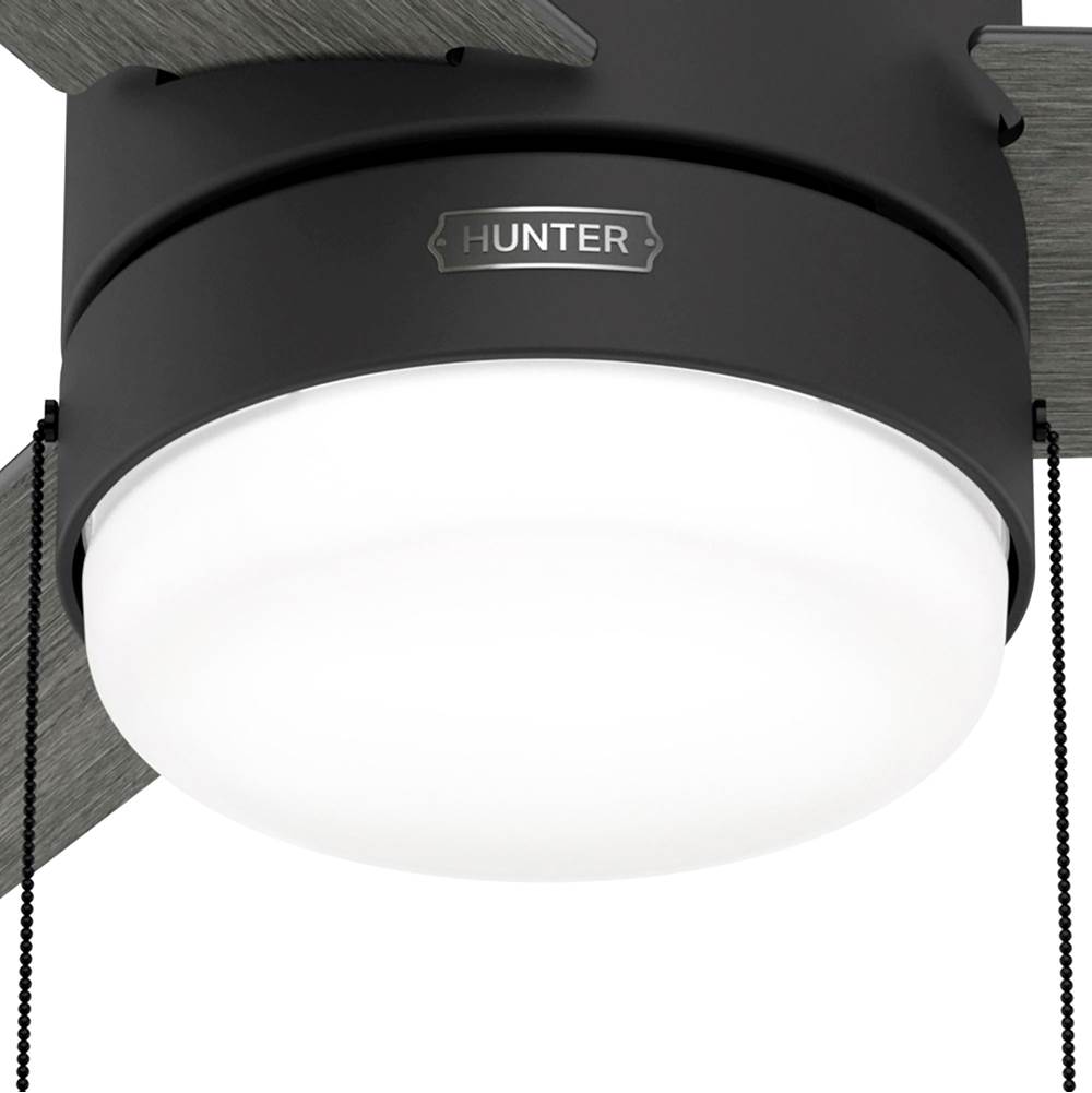 Hunter Brunner 52 Inch Brunner Matte Black Low Profile Ceiling Fan With Led Light Kit And Pull Chain