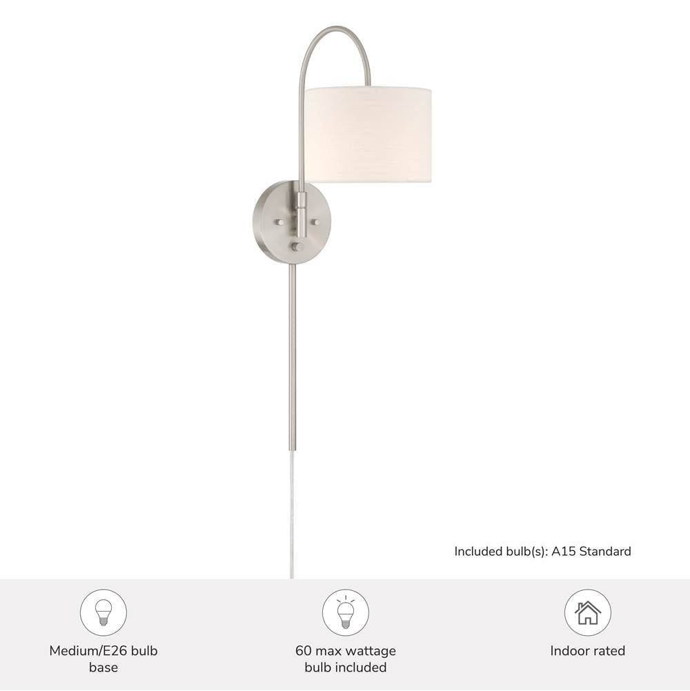 Hunter 48178 Brushed Nickel Horizon 1 Light Large Pin Up Sconce Brushed Nickel Image 5